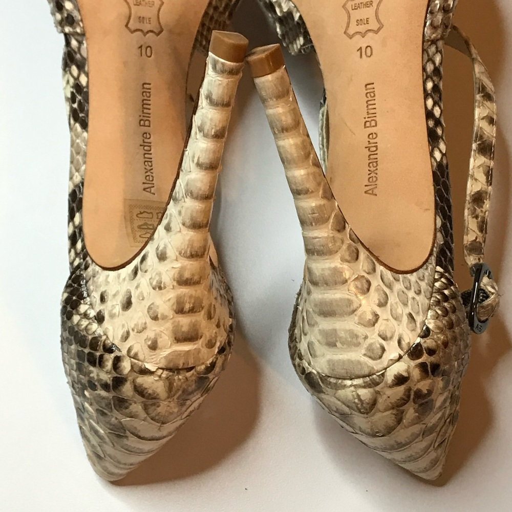 Alexandre Birman Cream/Brown Python Heels - image 7
